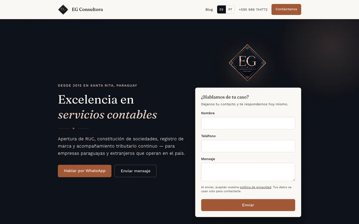 Screenshot do projeto EG Consultora
